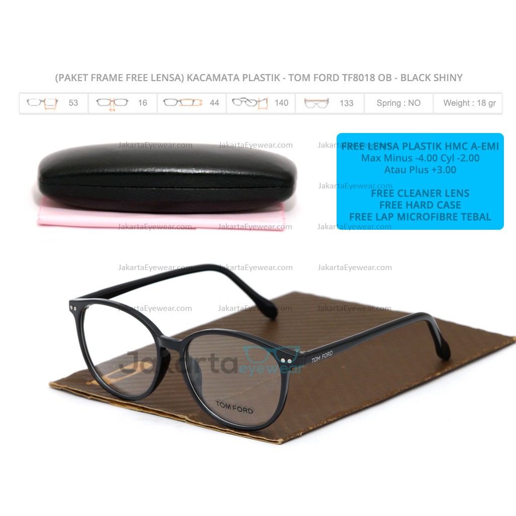 (PAKET FREE LENS) Kacamata Plastik Tom Ford TF8018 8018