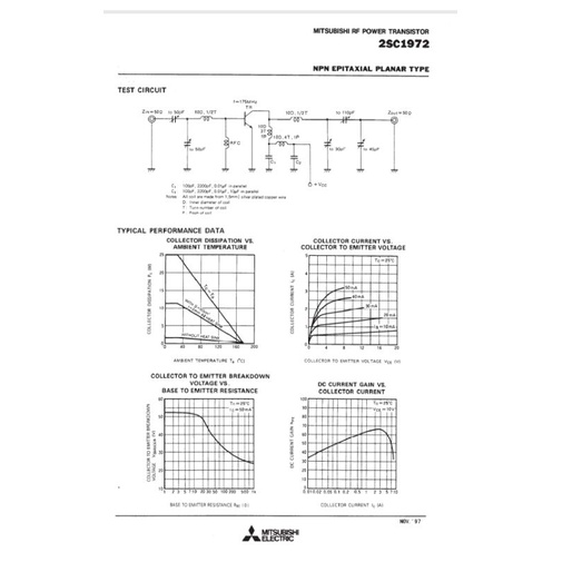 2sc1972 transistor vhf c1972 mitsubishi original 1972