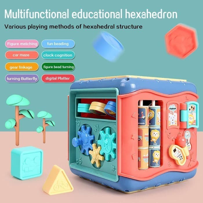 MAINAN BAYI KOTAK MAINAN EDUKASI ANAK 7 IN 1 MAINAN BAYI SHAPE BOX WISDOM HEXAHEDRAL