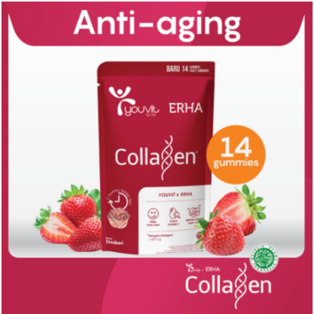 PROMO 1 Pouch Youvit x Erha Collagen dan 1 Sachet Beauti+ [1 pouch isi 14 pcs] youvit multivitamin g