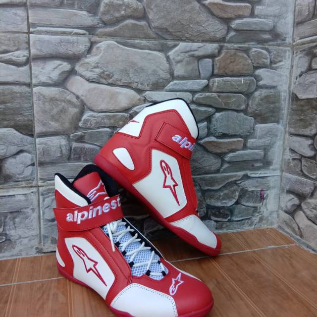 Sepatu drag road race alpinestar merah putih