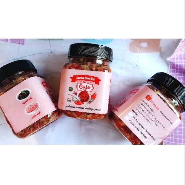 

SambalCuteEnak Sambel Cute Sambal Cumi Teri Dalam 1 Toples Rasa Gurih Pedas