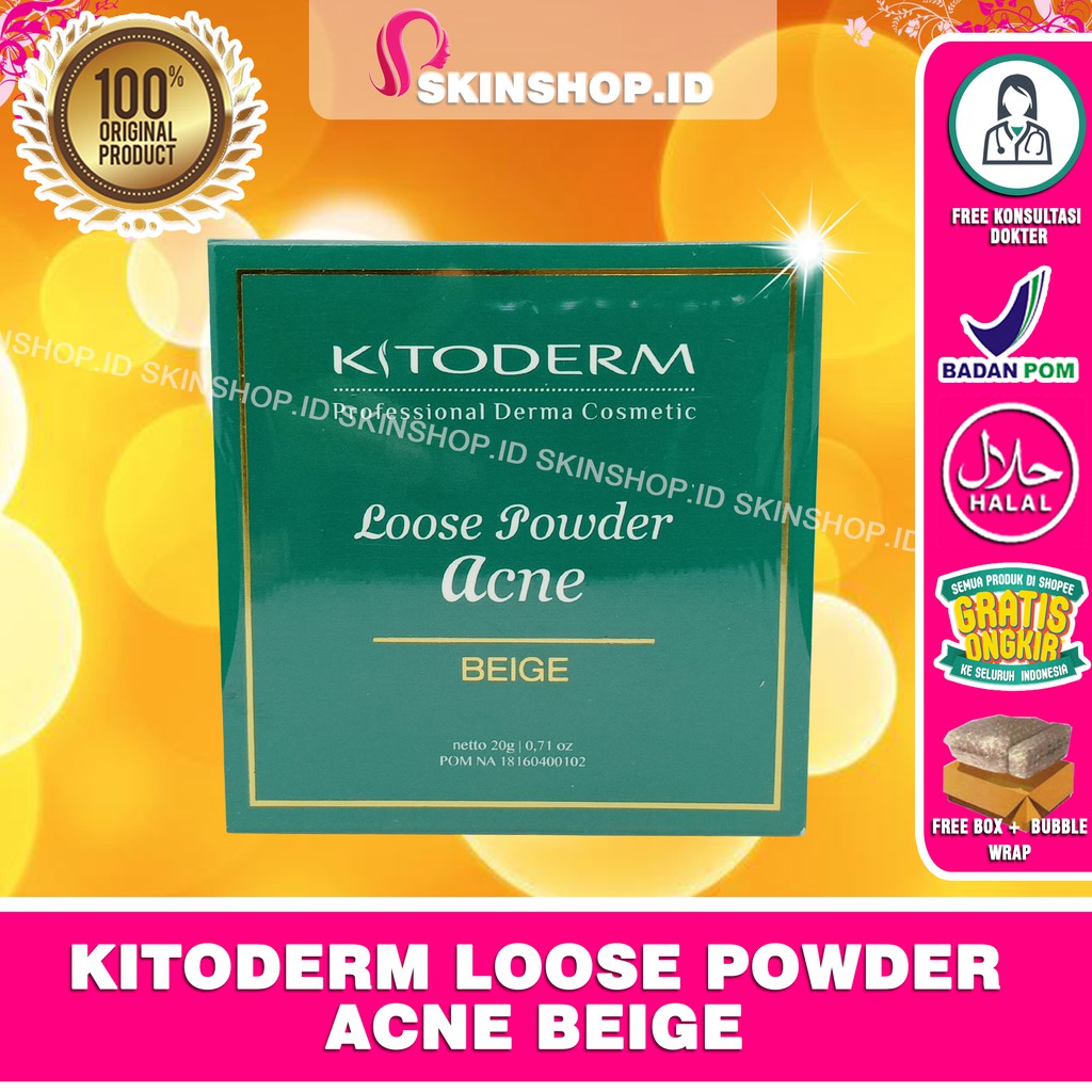 Kitoderm Loose Powder Acne Beige 20gr Original / Bedak Tabur Kulit Berjerawat BPOM Aman