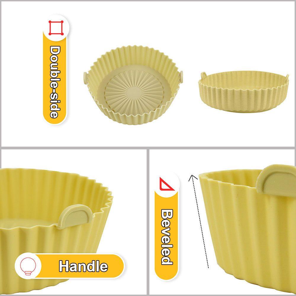 PINEAPPLE Cooking Tool Air Fryer Silicone Pot Bread Fried Chicken Baking Basket AirFryer Accessories Non Stick Oven Pizza Plate Replacement Liners Multifunctional Grill Pot Tray Double-sided/Multicolor