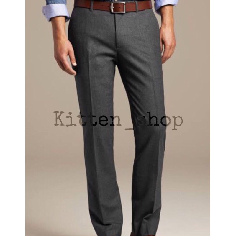 Celana panjang pria kerja bahan dasar kain wol model slimfit