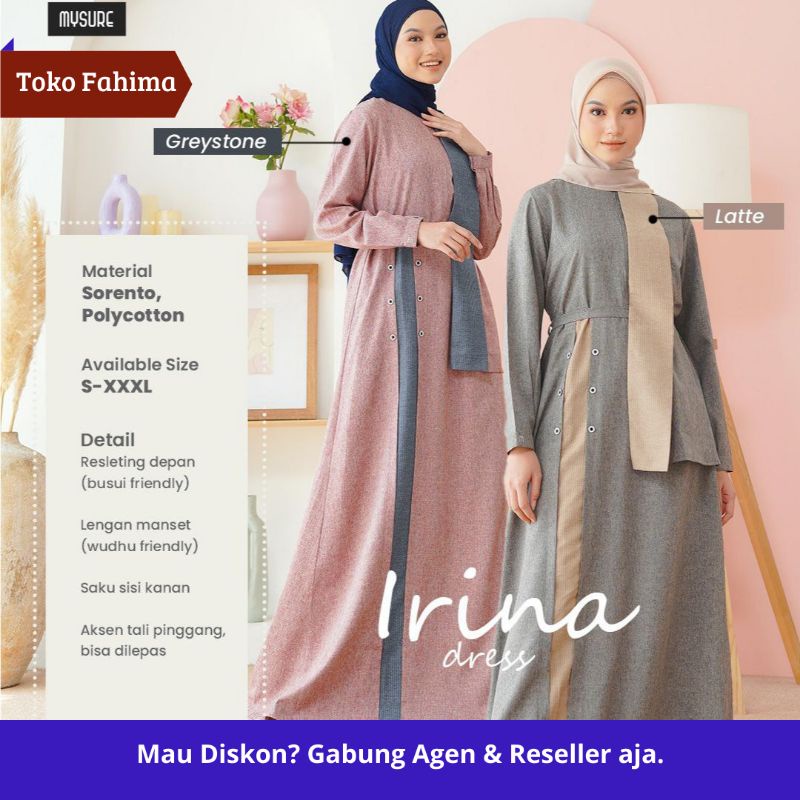 Dress busui Flayer Tali Gamis wanita jumbo warna abu latte Irina by Mysure