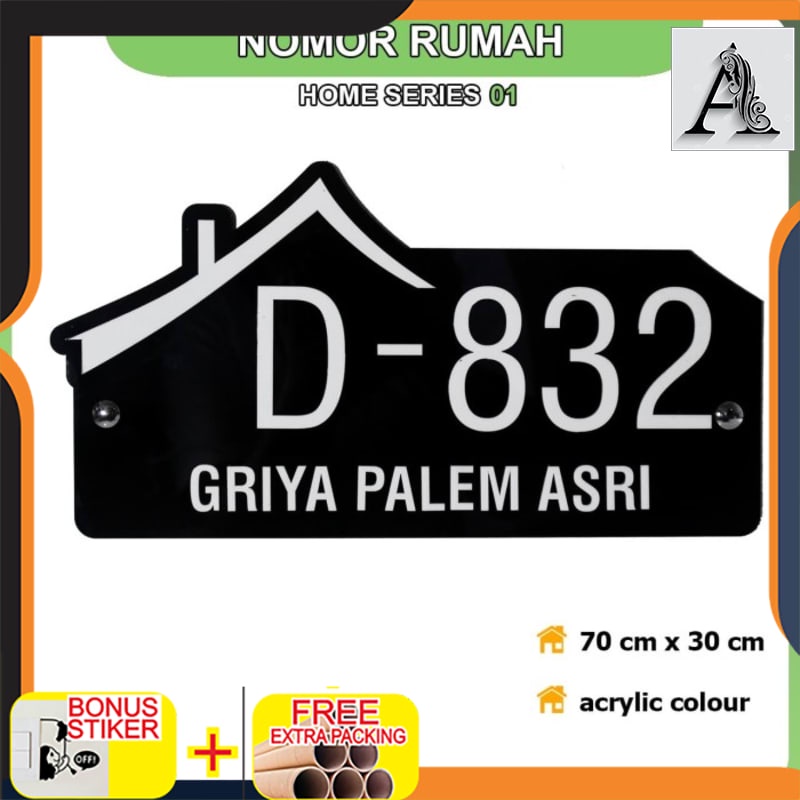

Terlaris Nomor Rumah Akrilik Home Series 01 70X30CM - Hitam