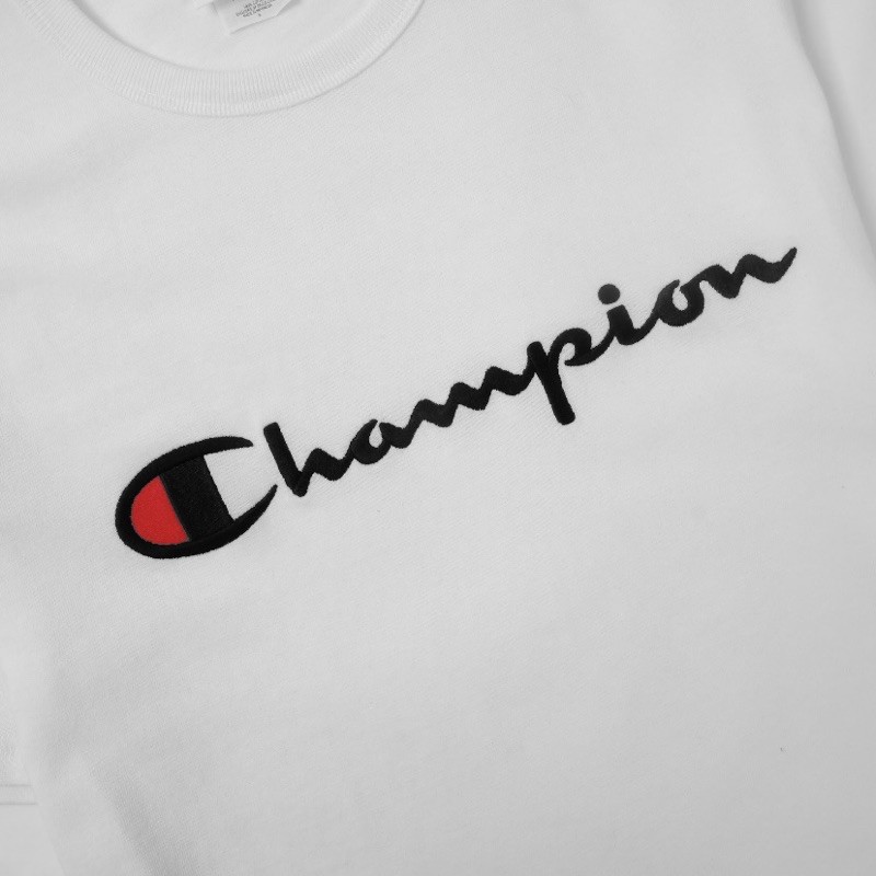 CHMPN Ss Tshirt Script Embroiderry White