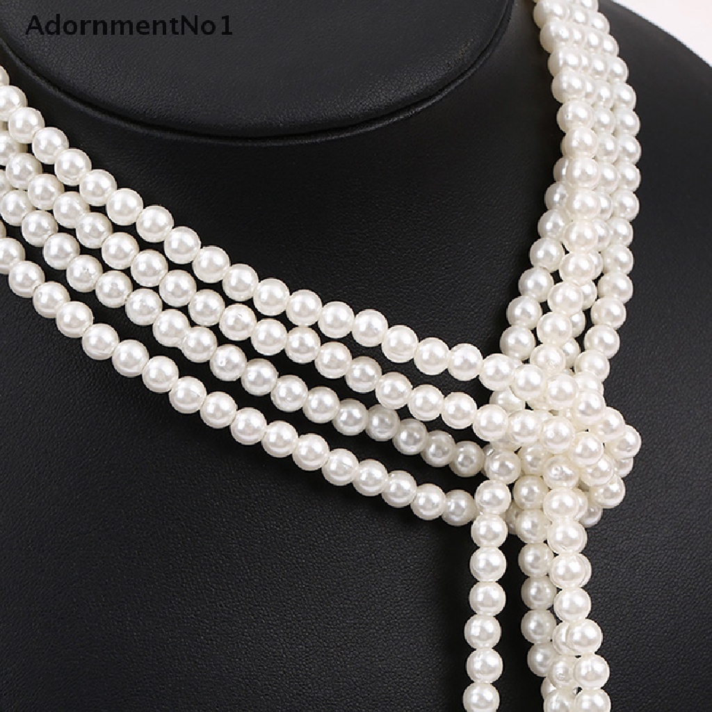 (AdornmentNo1) Kalung Rantai Panjang Dengan Liontin Rumbai Mutiara Elegan Untuk Wanita Charms