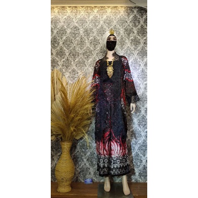 Setelan Celana + Tunik Cardigan Lace Batik Hand Stamp Viscose Semi sutera / Set celana kulot batik O