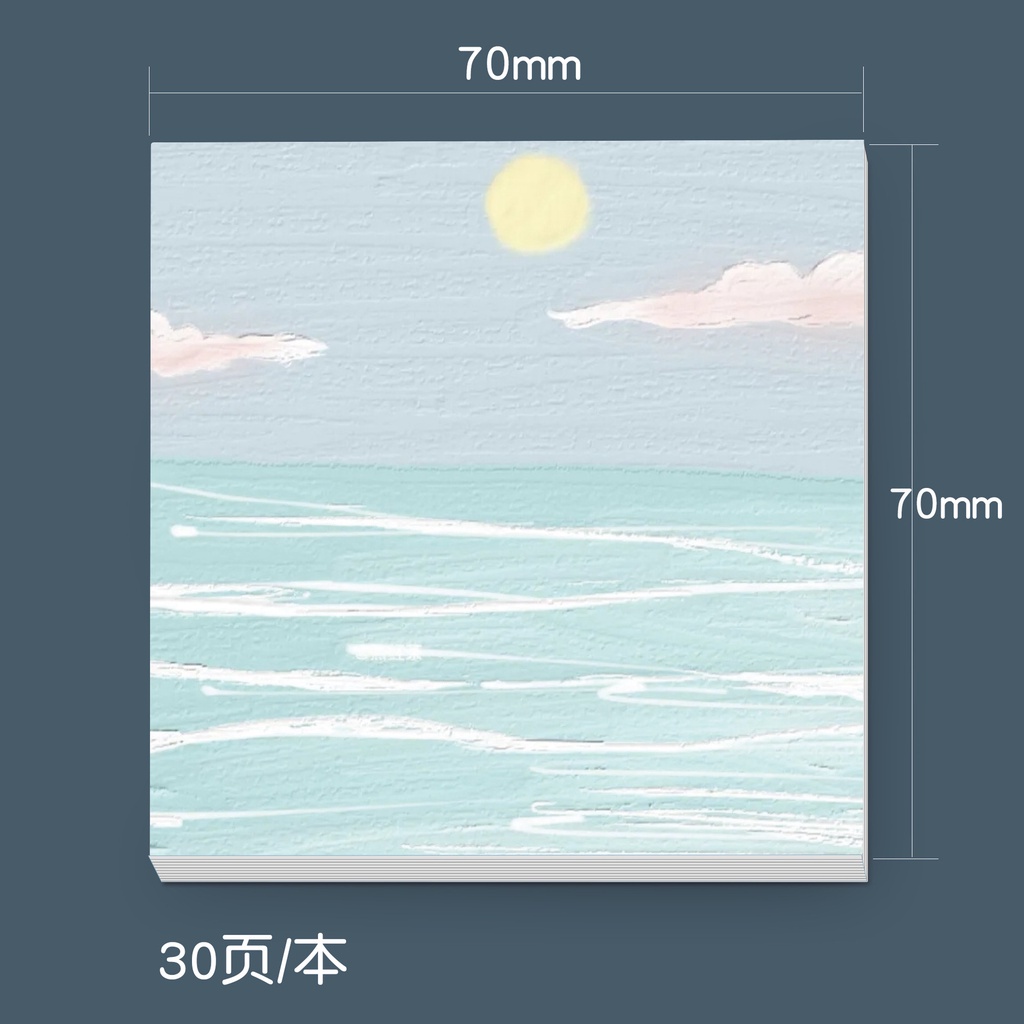 90 Pages/pcs Creative Colorful Moon Sea Flower Landscape Pattern Convenience Sticky Note Memo