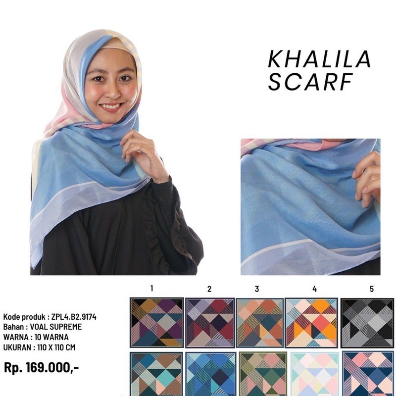 Zoya Scarf Hijab Segiempat Khalila (COD)