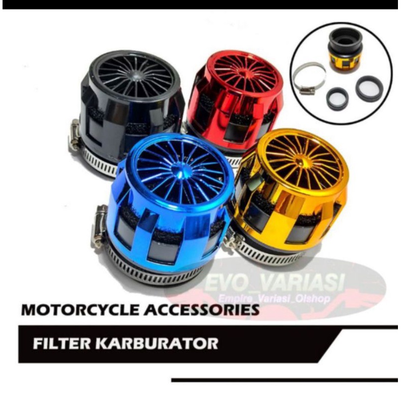 [ model TURBIN PESAWAT ] FILTER KARBU Racing VARIASI filter karbu  asl  power jet PE dan PWK saringan udara universal