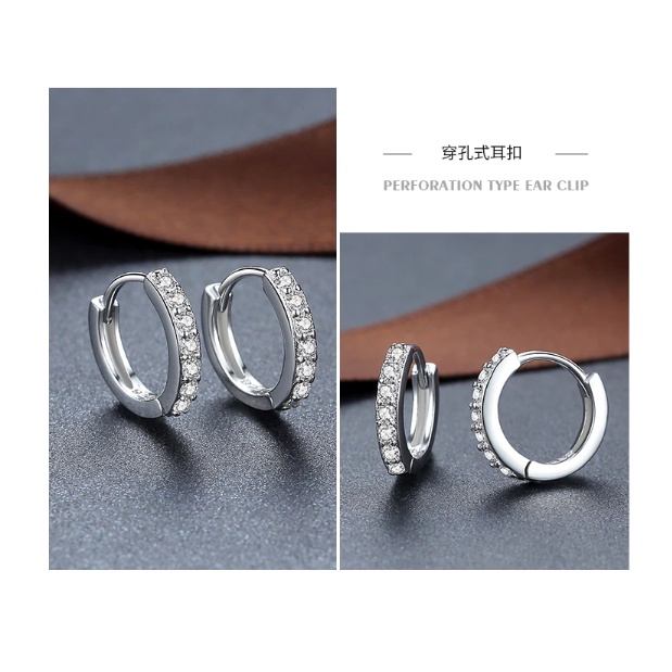 anting silver mata zircon satu baris