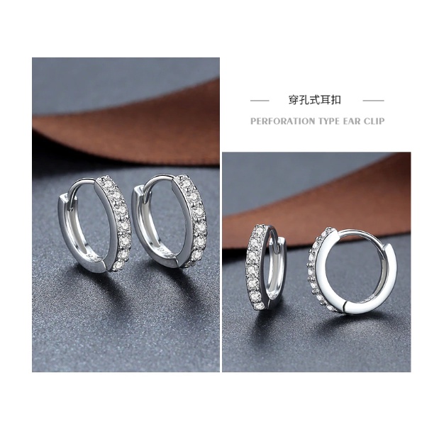 anting silver mata zircon satu baris