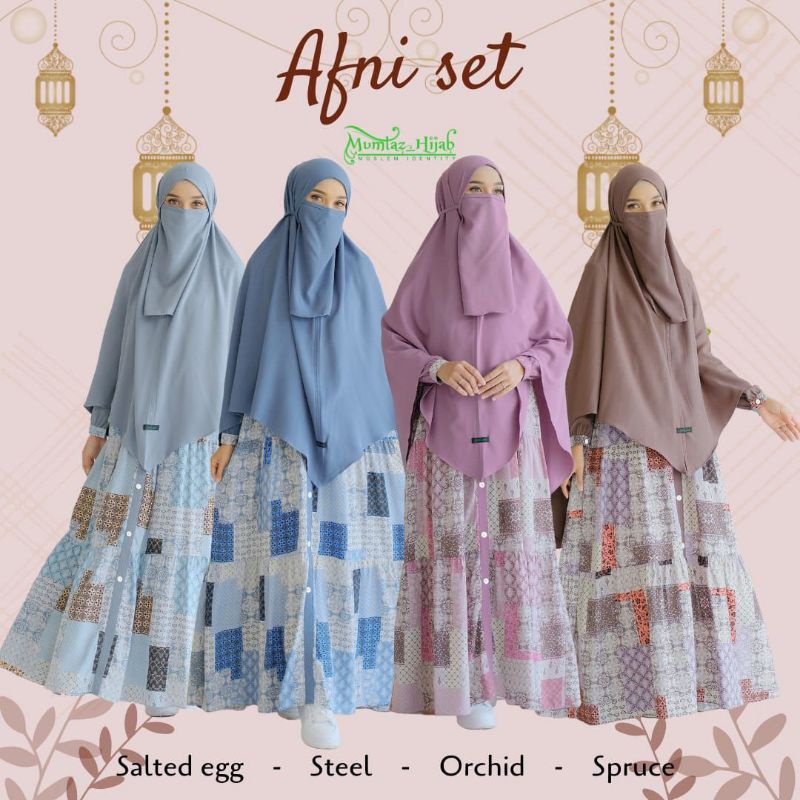 [Bisa COD] Apr- AFNI SET by Mumtaz Hijab / Set Gamis Syari / Bergo Tali Cadar