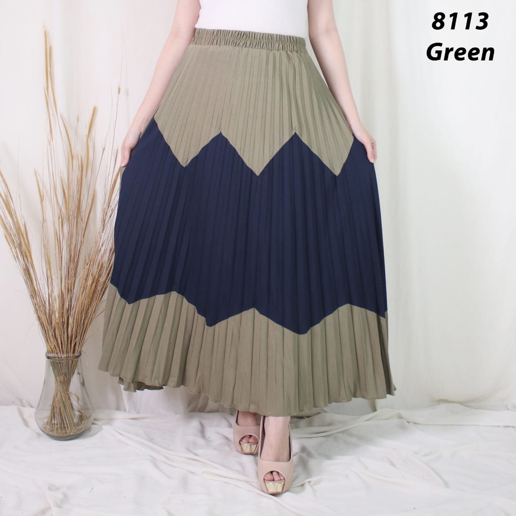 ROK PLISKET PAYUNG KOMBINASI 8113 PLEATS SKIRT WANITA KOMBINASI WARNA TERMURAH