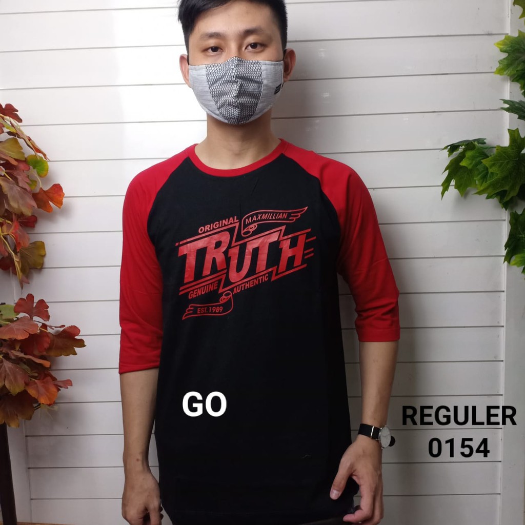 gos MAXMILLIAN KAOS Panjang 3/4 (Regular) Pakaian Pria Atasan Kaos Oblong Original Lengan Panjang