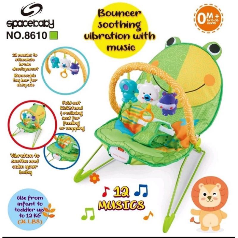 Bouncer Bayi Space Baby 10in1 Rocker ZX 1803 Space Baby SB 8630 SB 8610 / Mastela Prime Rocker 10in1 Baby Bouncer-SPACE 8610 - Green