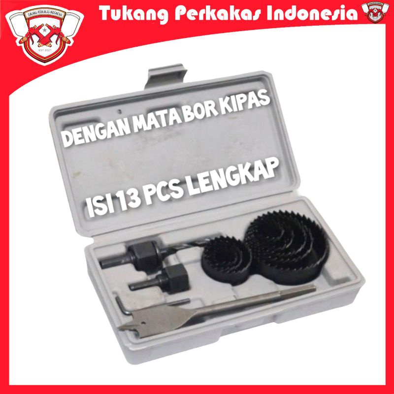 hole saw kit 13pcs mata bor kayu pelubang pipa hidroponik