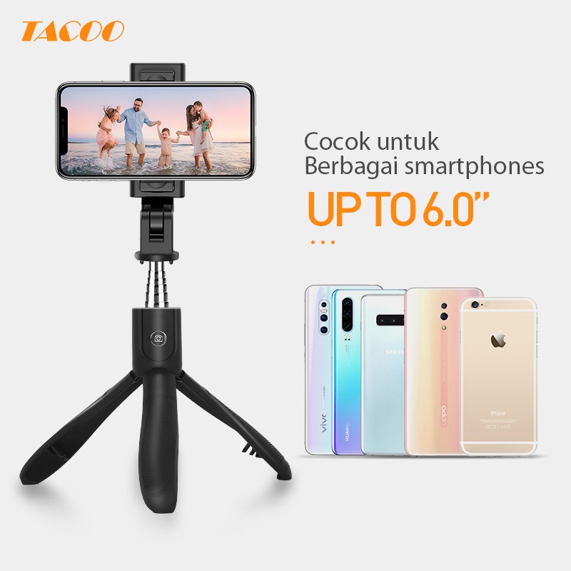 

Tacoo Original Tongsis Tripod Bluetooth dengan Remote Shutter Wireless