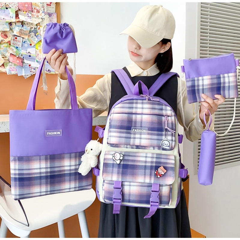 TFT AX200201 92837 B2140 AX837 T23  (1 KG MUAT 2) Tas Ransel Wanita import terbaru 5 in 1 Ready Warna Lilac