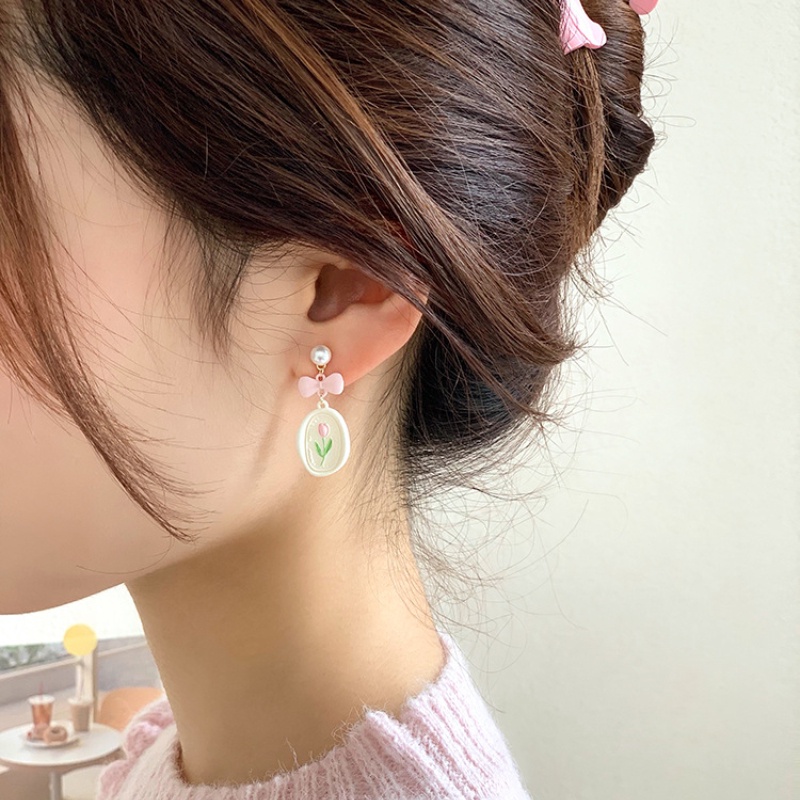 Anting Mutiara Warna Pastel Pink Gaya Vintage Untuk Wanita