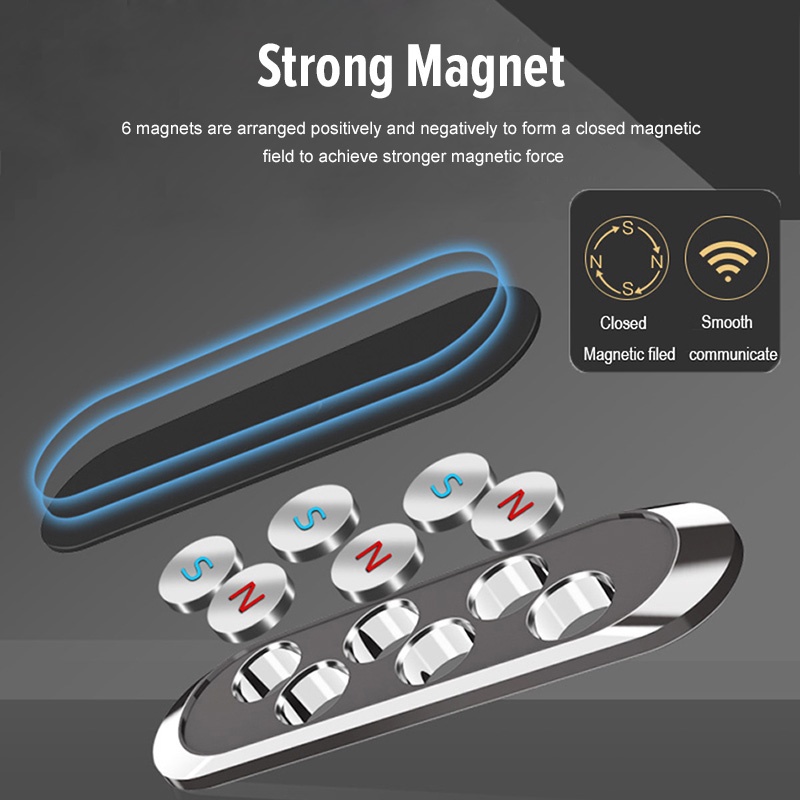 【In Stock】Magnetic Phone Holder Car Holder Pelekat Magnet Car Phone Mount Stand Smartphone Bracket Dashboard  Aluminum Alloy Magnetic Magnet Car Mount Phone Holder