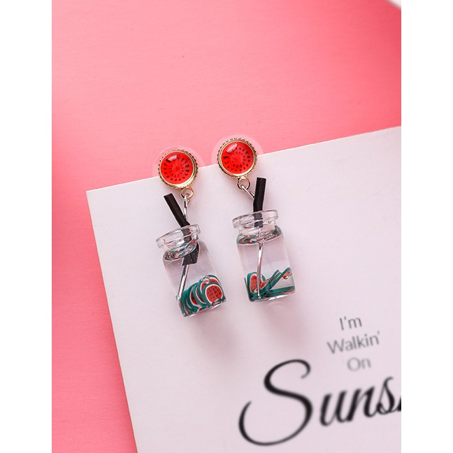 LRC Anting Tusuk Fashion 925 Silver Needle Fruit Tea Earrings F7672X