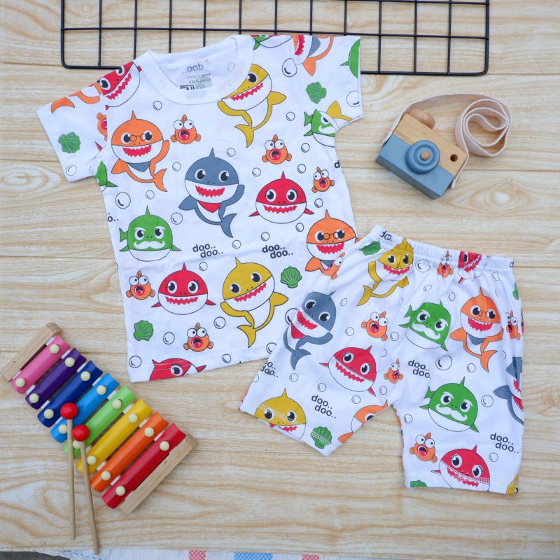 Jual Premium Set Baby Shark / Baju Anak Motif Baby Shark / Set Kaos
