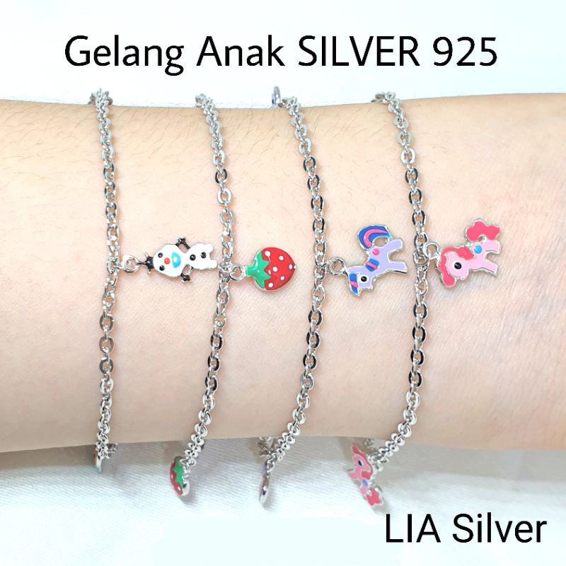 Gelang Tangan Anak SILVER 925 - Perak Lapis Emas Putih ( TOKO LIA SILVER BEKASI ).