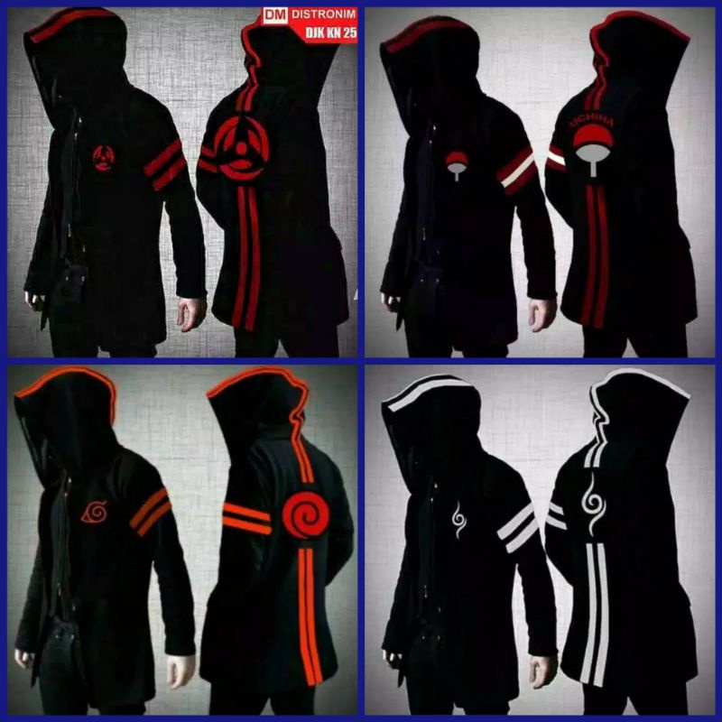 JAKET JUBAH SWEATER HOODIE PRIA-WANITA WIBU ANIME NARUTO - JUBAH KONOHA-JUBAH SHARINGAN-JUBAH ANBU-J