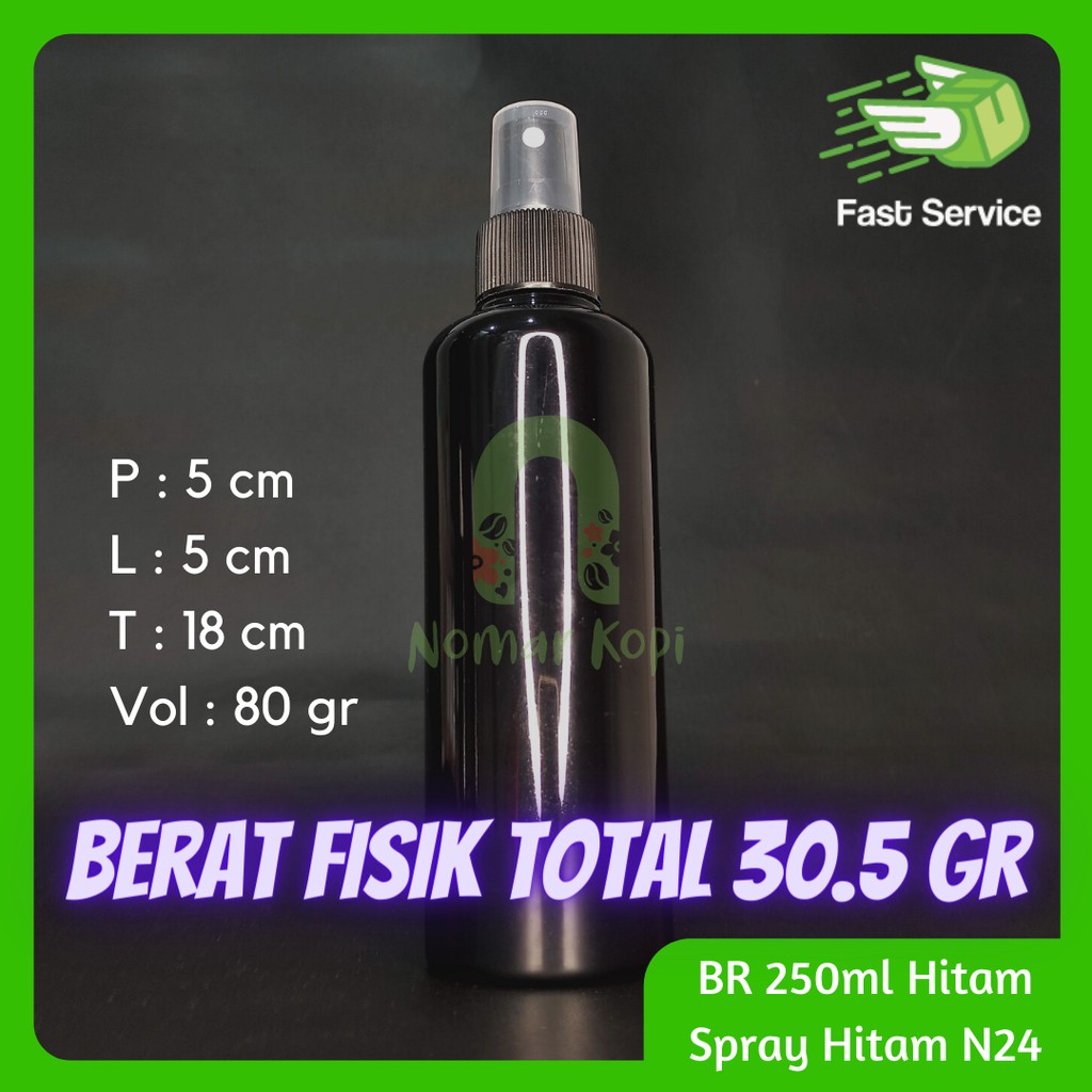 BOTOL SPRAY 250ml PET HITAM TEBAL BODY MIST PARFUM SANITIZER GROSIR