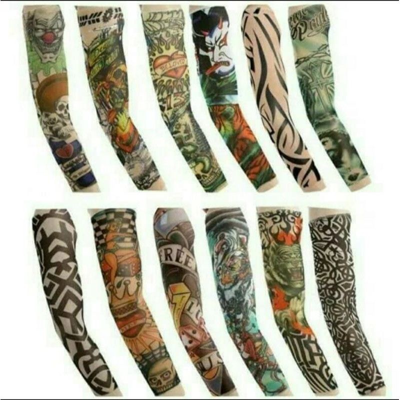 Sepasang Sarung Lengan Manset Motif Tatto