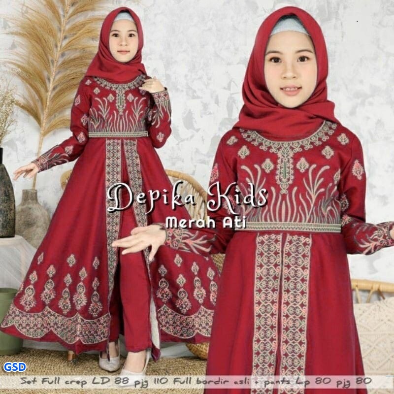 Depika Kids/Baju Muslim Anak Full Bordir/ Gamis Anak 6 - 8 Tahun/fashion Muslim Best Seller