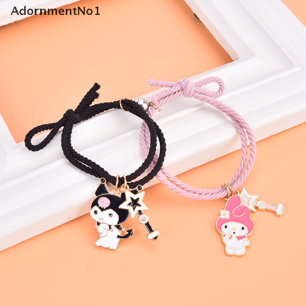 (AdornmentNo1) 2pcs / Set Gelang Tangan Pasangan / Pria / Wanita Magnet Motif Kartun Lucu