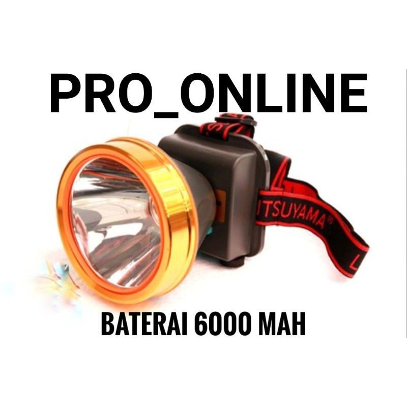 headlamp BOSTON HIGH QUALITY Battery 6000mAh cahaya kuning jarak pandang 500 meter