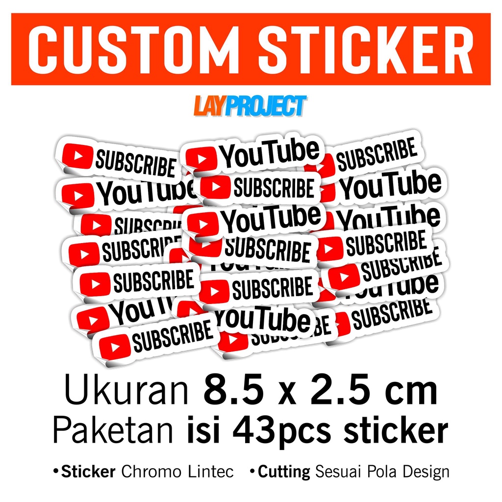 

Paket 50pcs Sticker Youtube Stiker Youtuber Subscribe LAY PROJECT