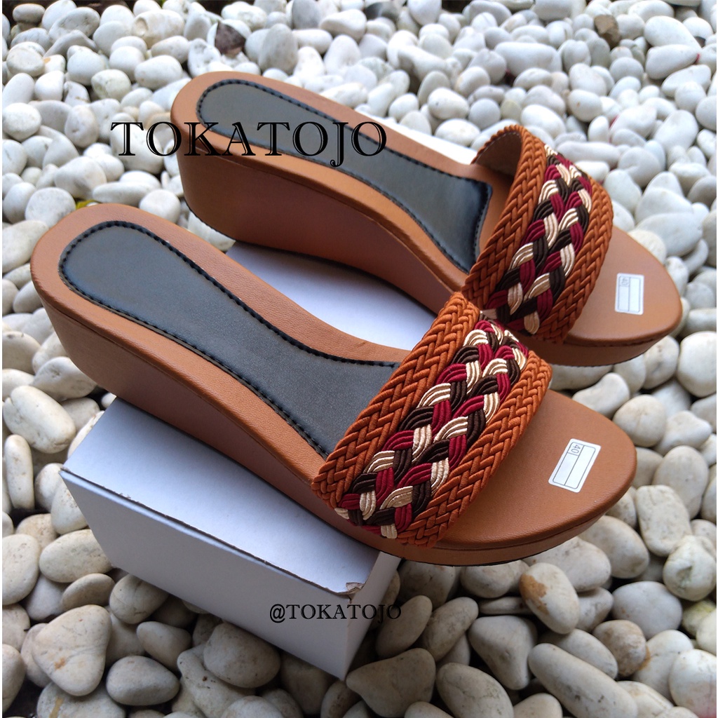 Sandal wedges wanita terbaru/sandal wedges turky/sandal wanita terbaru realpict hak 5 cm