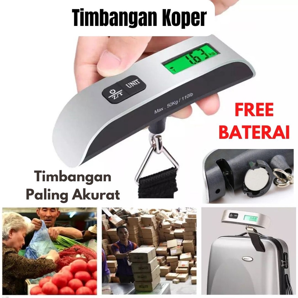 Timbangan Koper Electronic Luggage Scale Travel Gantung Digital Silver