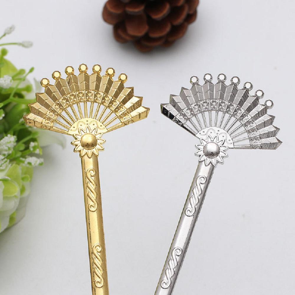 Rebuy Hair Stick Fashion Hiasan Kepala Berbentuk Kipas Logam Emas Emas