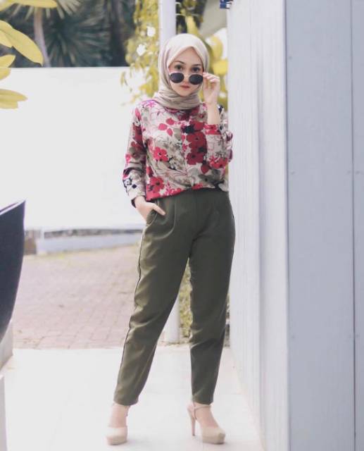 BAGGY PANTS L - celana wanita kasual kantor american drill