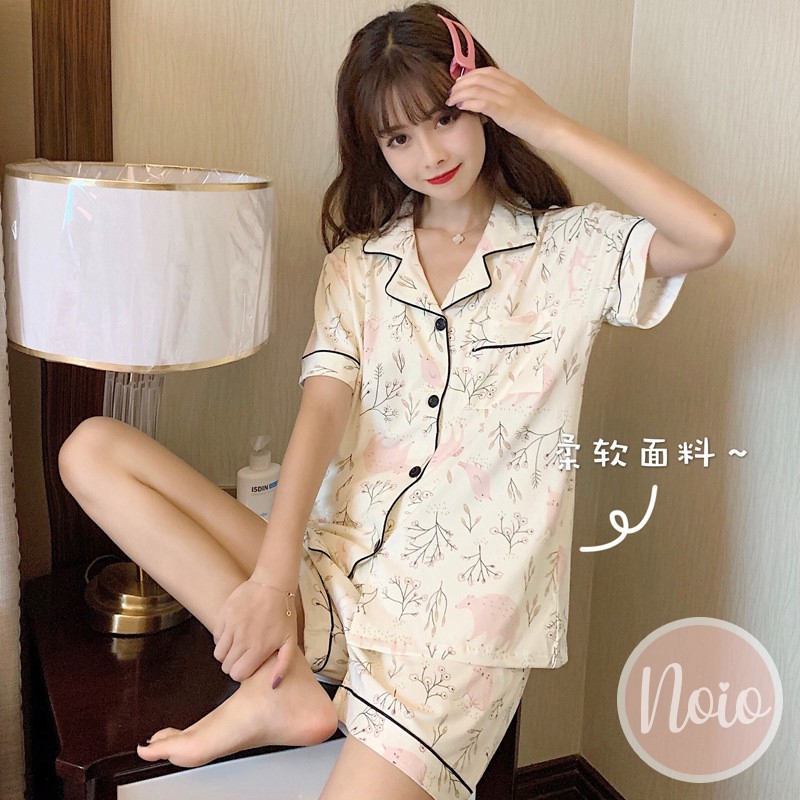 BAJU TIDUR WANITA LENGAN PENDEK CELANA PENDEK KOREA SHORT SLEEVE PANS PIYAMA WANITA DEWASA IMPORT ONE SET - SSP MIX1-5
