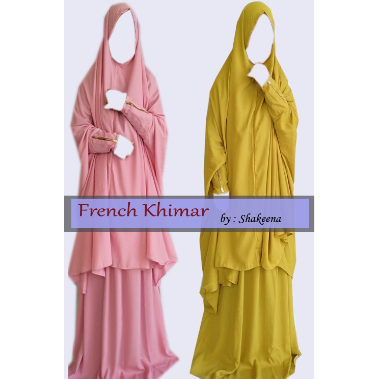 French Khimar Syari Jumbo Bahan Sparkling Crepe Zipper Lengan A12