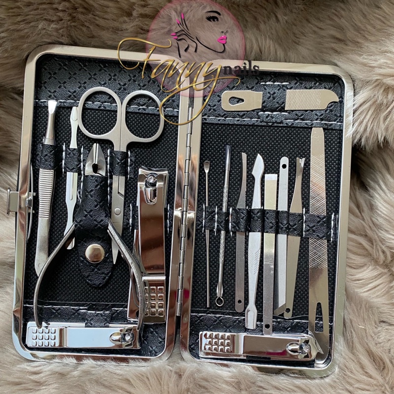 MANICURE SET 16IN1 LENGKAP  ALAT MANICURE PENCET JERAWAT ALL IN 1 gosok kaki alat meni pedi