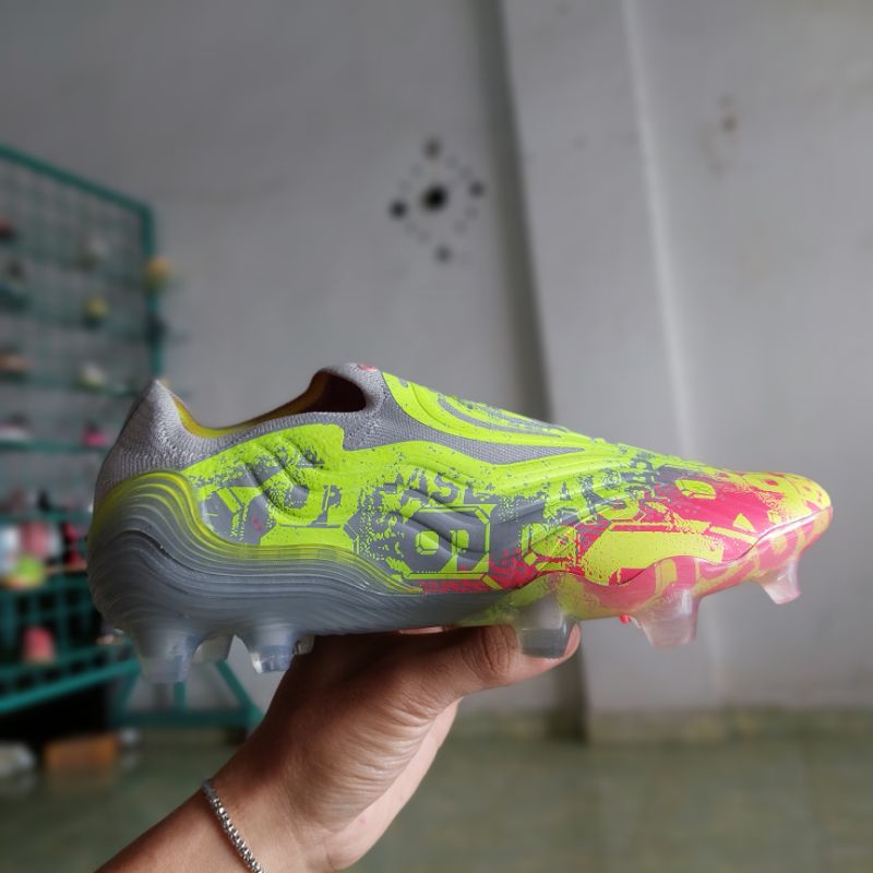Sepatu Sepak Bola Soccer Adidas Copa Sense+ laceless tanpa tali FG - Clear Onix