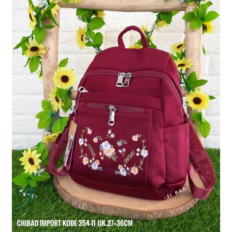 TAS RANSEL/BACKPACK CHIBAO BORDIR BUNGA CB3504 6Sleting