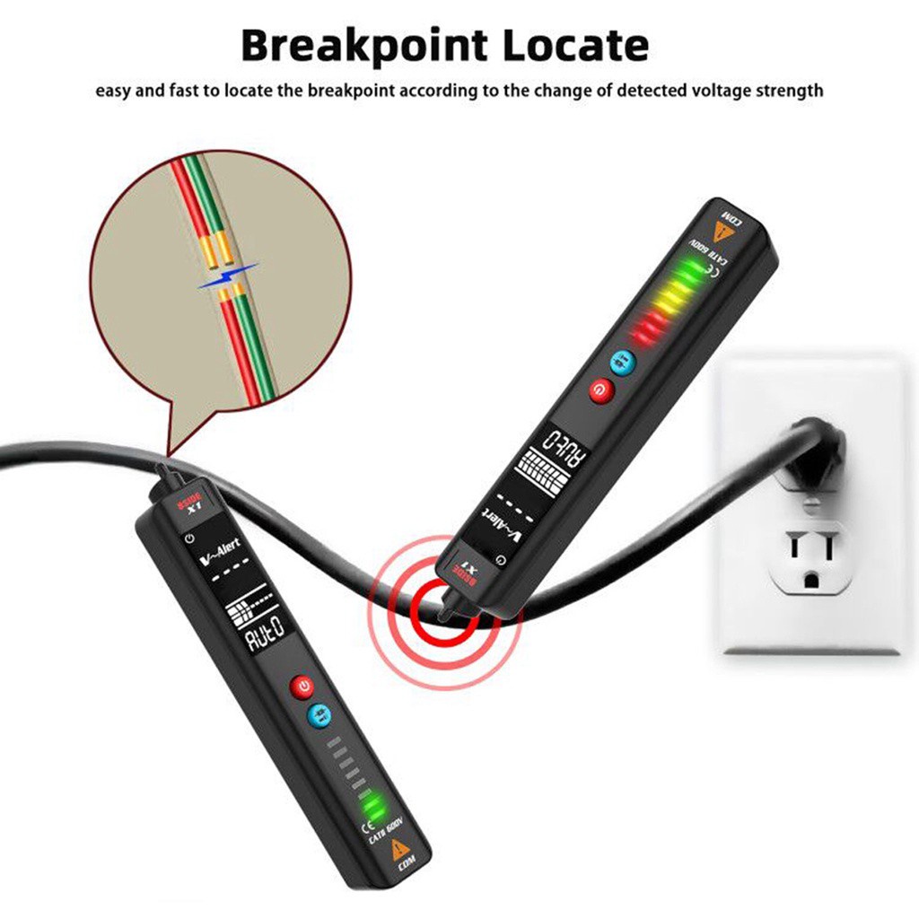 Pena Detektor Tegangan Listrik Ac / Dc Ncv Hz Adjustable Non Kontak Dengan Senter Layar Lcd