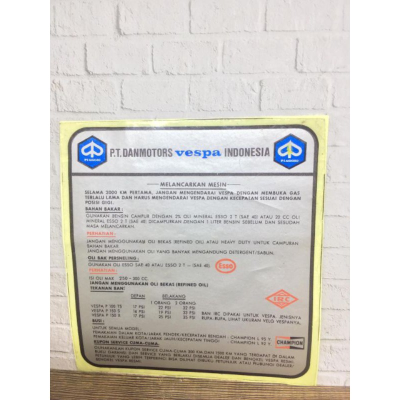 stiker vespa pts ps px stiker runingin petunjuk pemakaian