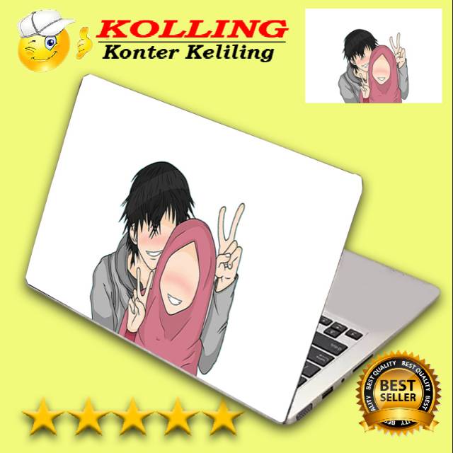 Garskin Laptop kartun muslimah couple Skin Laptop Stiker Laptop
